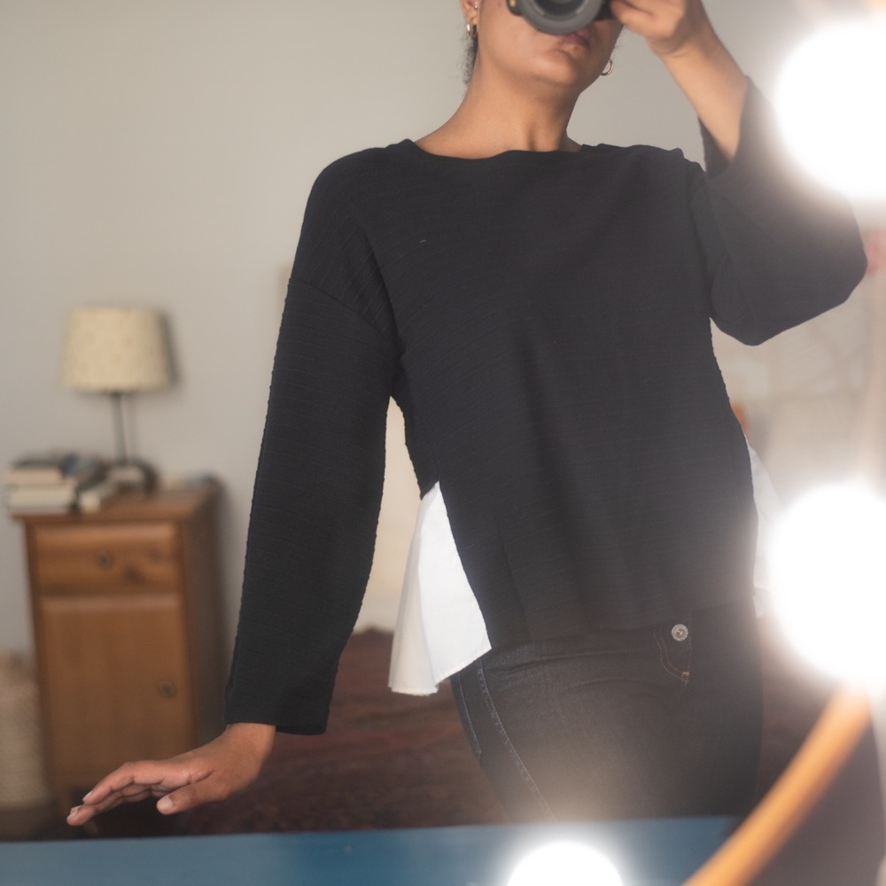 French Connection Pleated Long-Sleeve Top
